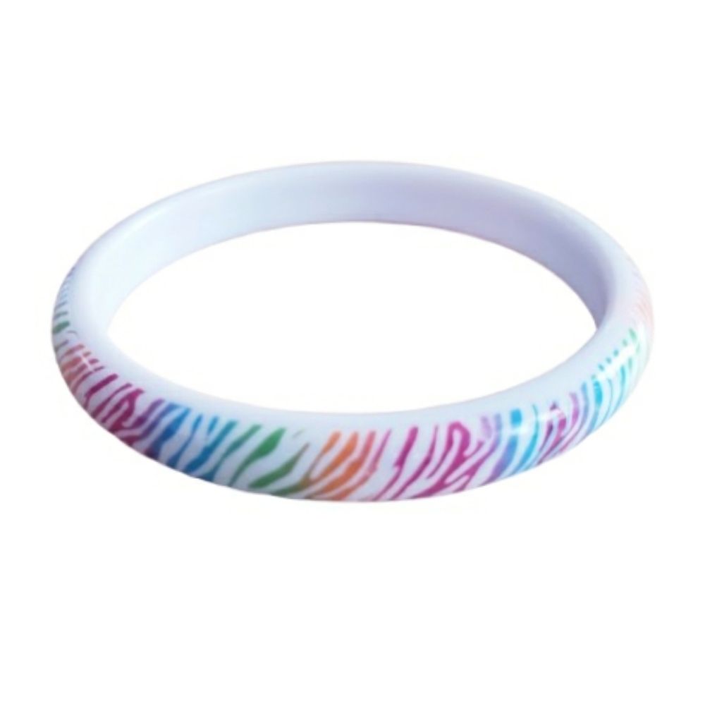 Colorful Multi Color Zebra Stripe Print Bangle Lisa Frank Vibes